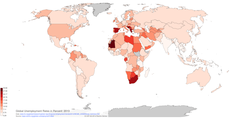 Global Unemployment Rates in Percent: 2013