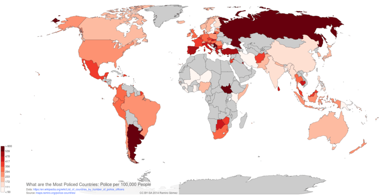 What are the Most Policed Countries: Police per 100,000 People